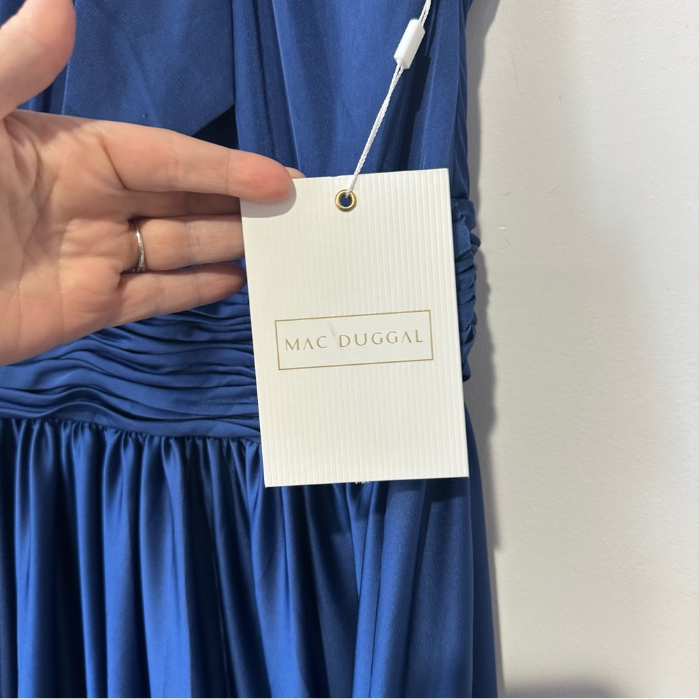NWT New Anthropologie Mac Duggal Tiered Ruffle Halter Gown Blue - Picture 4 of 8